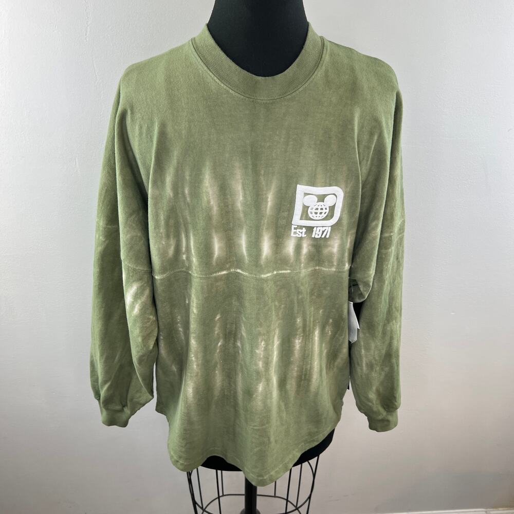 NWT Spirit Jersey DISNEY Olive Green Cotton Long Sleeve Crewneck Top Size S - Picture 3 of 9